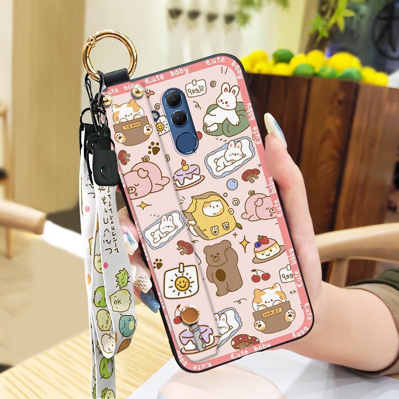 Anti-dust Phone Holder Phone Case For Huawei Mate 20 Lite Cute Ring Dirt-resistant Shockproof Wristband Wrist Strap