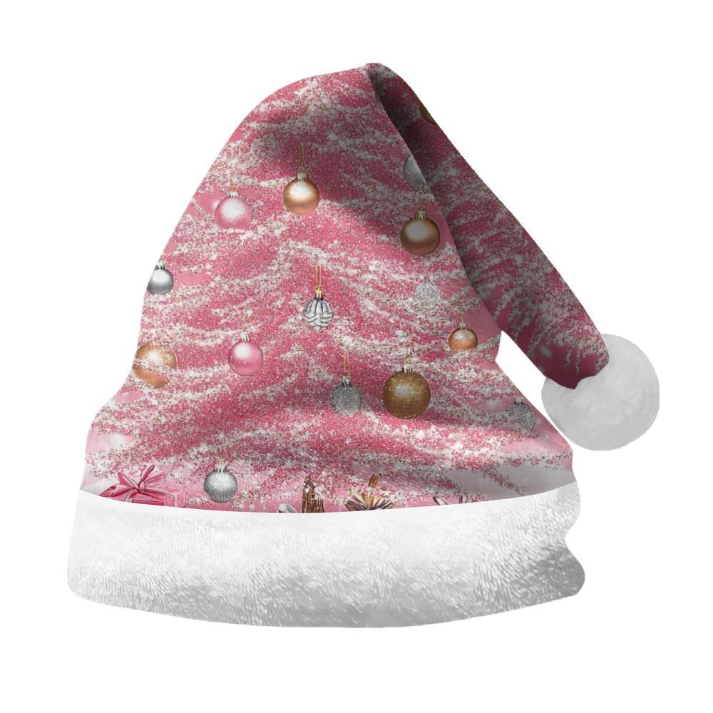 2024 New Double-Sided Plush Velvet Christmas Hat for Adults & Children - Customizable Design