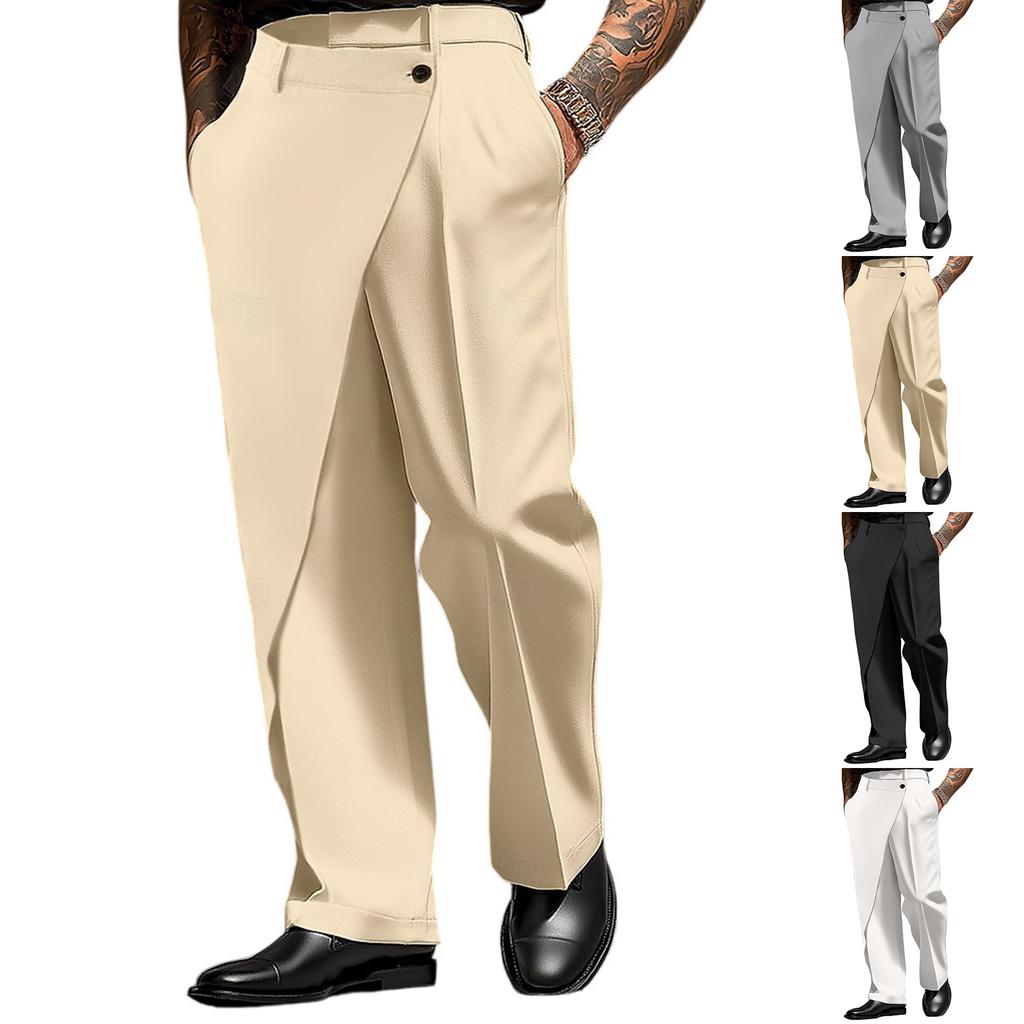 Men's Irregular Cut Suit Pants Straight Wide Leg Pants Loose Pants