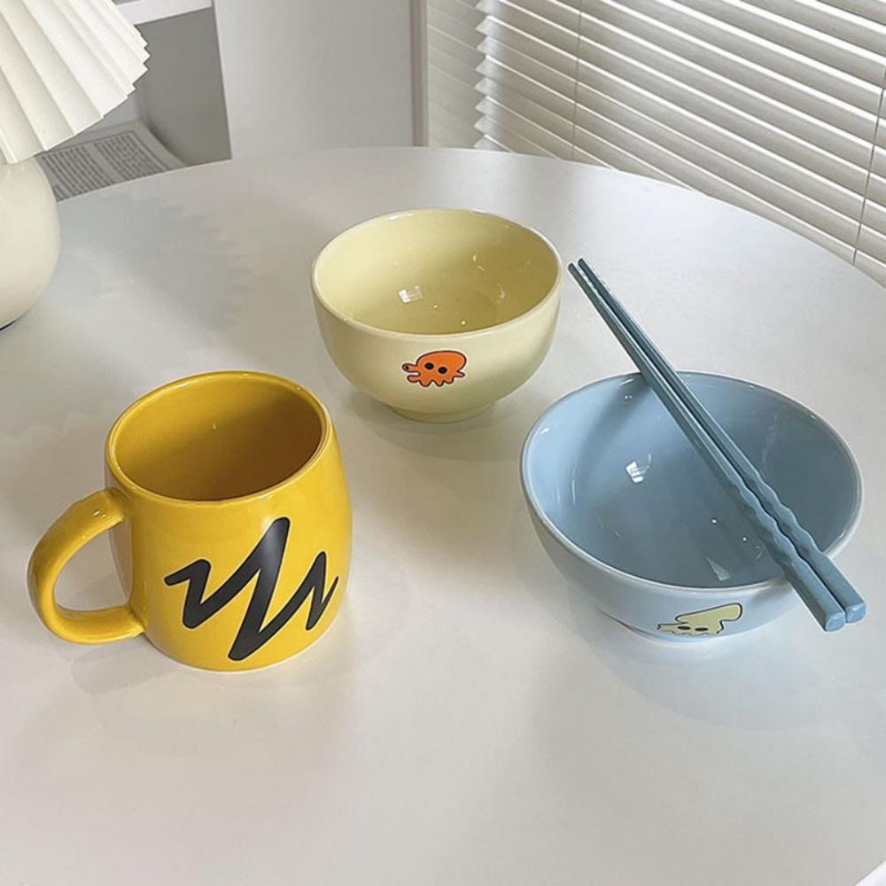 Octopus Pattern Bowls Ceramic Tableware Sets Japan Anime Chopsticks Porcelain Bowls Mug Dinnerware