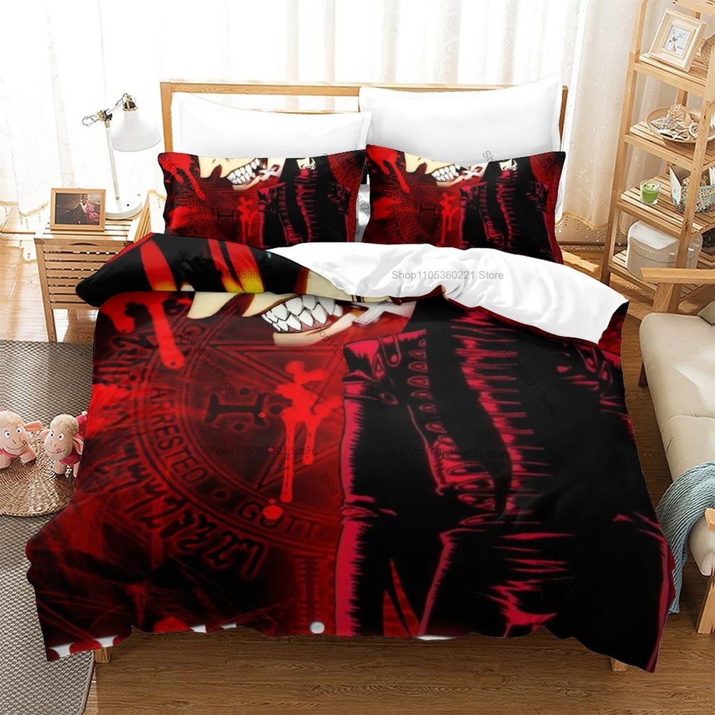Kpop Hellsing Alucard Bedding Set 3 Piece Duvet Cover Set Gothic Vampire Bedroom Decor All Sizes For Kpop Fans