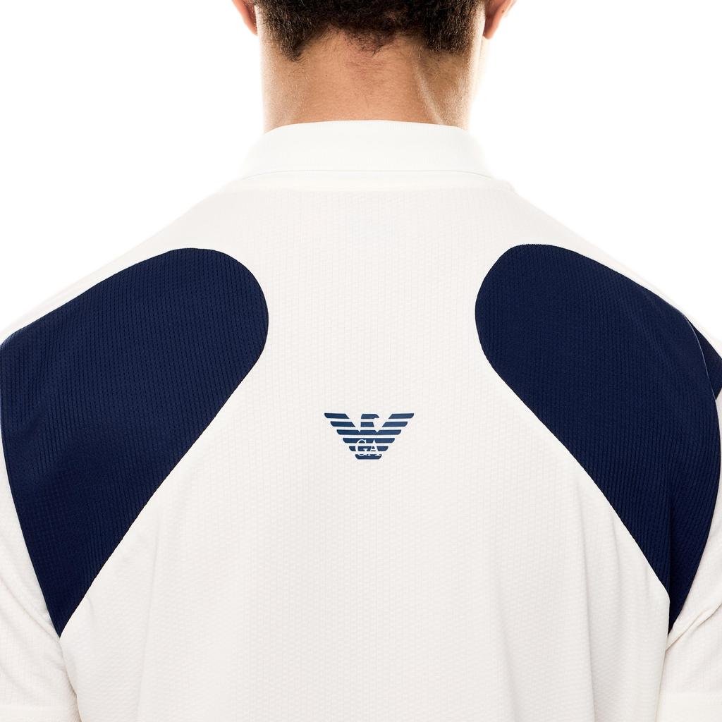 Emporio Armani EA7 Two-Tone Logo Short Sleeve Polo Shirt Men tops Cream 7M000168-AF13755-U0005