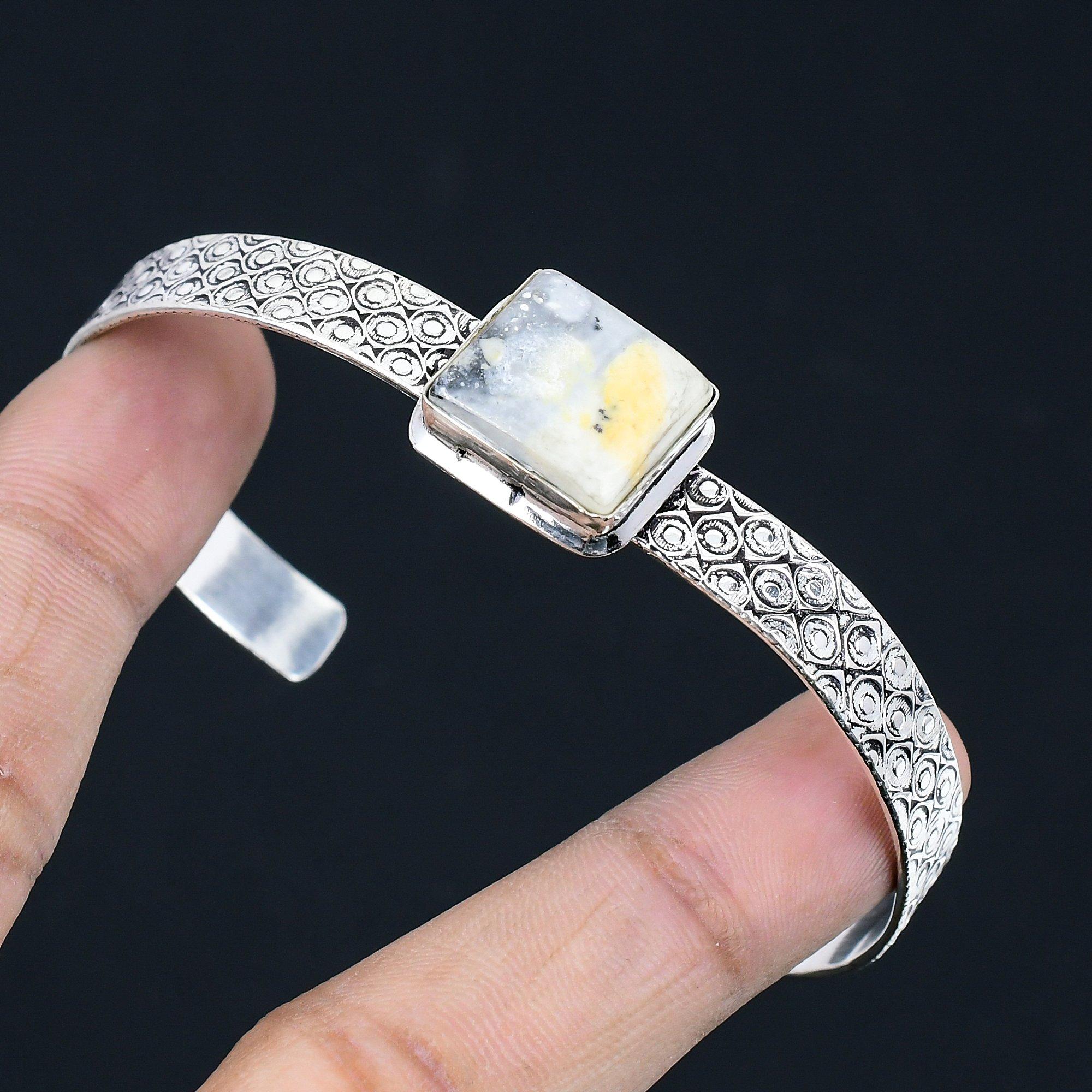 

Хэллоуинская распродажа Натуральный Малигано Джаспер Арт Деко Браслет Ювелирные изделия Стерлинговое серебро Adjustable