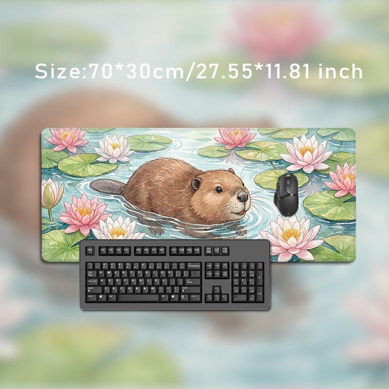 Mouse Pad Cute Capybara Lotus Gaming Printon Demand HD Computer Large Mousepad XXL Playmat Non-Slip Office Soft Gaming Laptop
