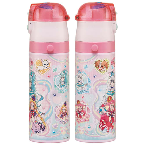 Skater Children's Stainless Steel Water Bottle 2way Direct Drinking 470ml Wandafuru PreCure Cup Drinking 430ml Child-Friendly Lightweight Type Girls T