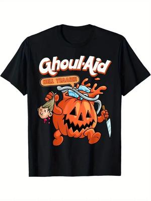 Men’s Ghoul Aid Pumpkin Graphic T-Shirt – 100% Cotton Short Sleeve Unisex T-Shirt