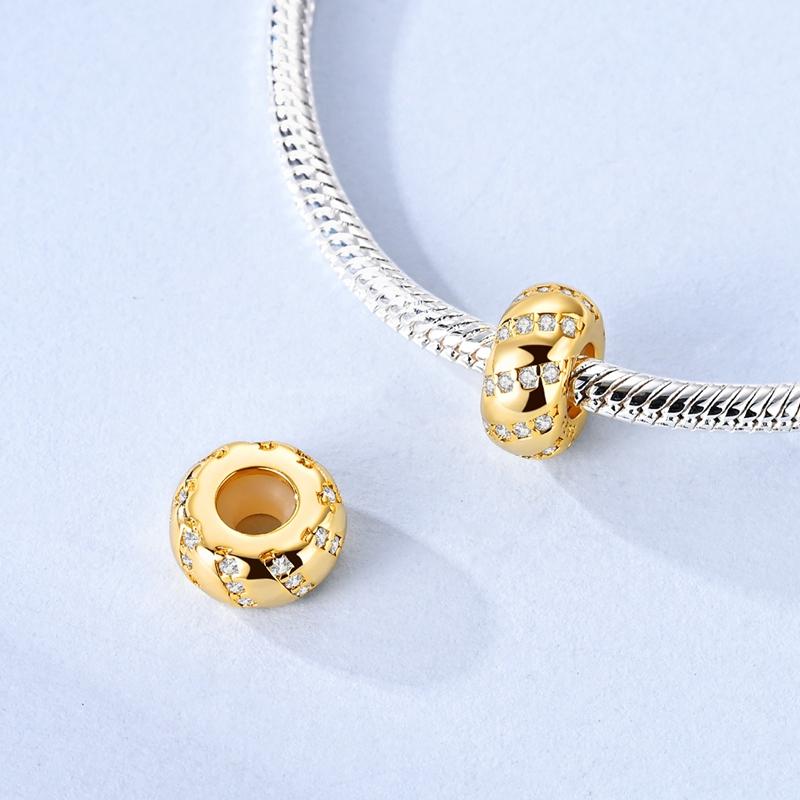 Original Copper Charm Beads Zircon Orbit Lsolation Beads For Bracelet Pendant Diy Fine Women Girl Lady Jewelry Gift