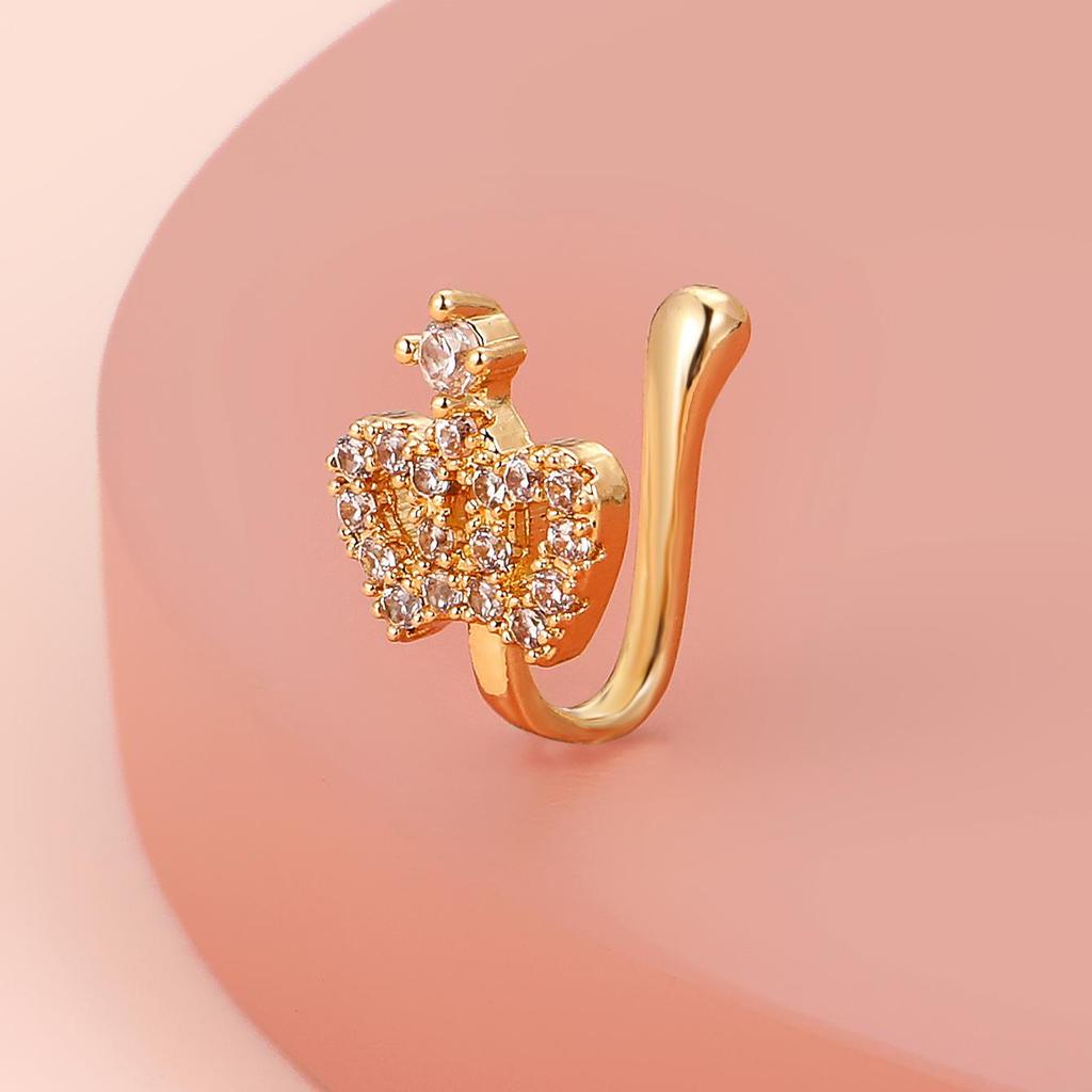 925 Silver Zircon Crown Non-Piercing Ear & Nose Clip Jewelry