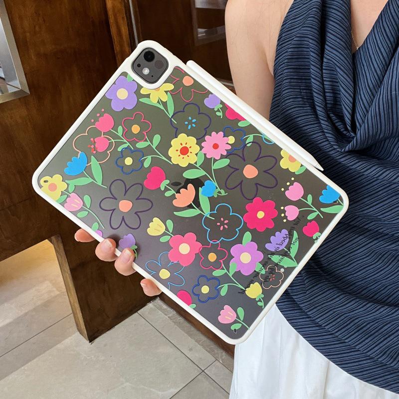 Floral Off-White iPad Pro 2021 Case: Sleek Single-Layer Design