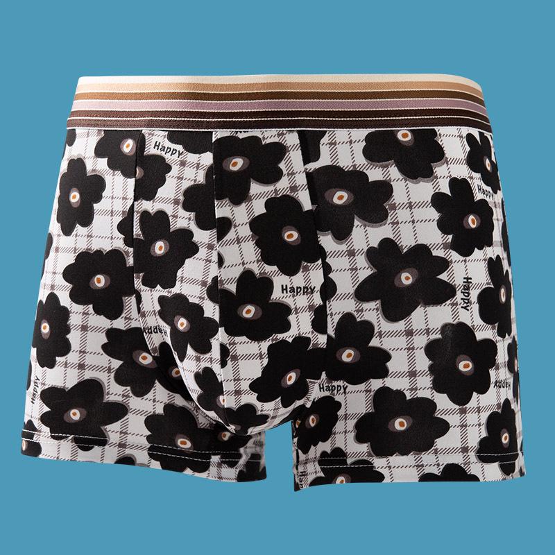 Men's Cartoon Summer Flat-Leg Antibacterial Briefs - Trendy Personality Four-Corner Shorts