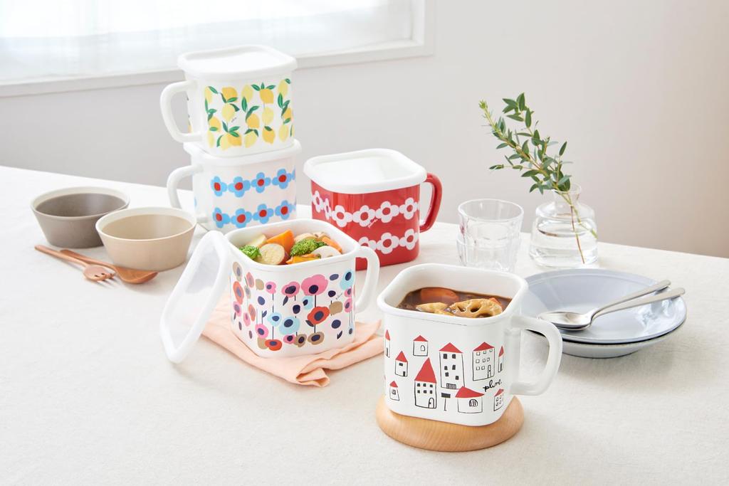 Toyoro Plune Enamel Multi Square Pot Monotone Dog D14 Size Approx. W17.8 H11.8 YJ-821