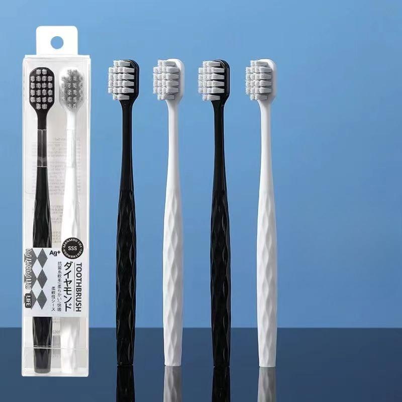 2Pcs/Set Antibacterial Wide Head Soft Bristled Toothbrushes for Adults Manual Couple Toothbrushes Home Toiletries Oral Set Women