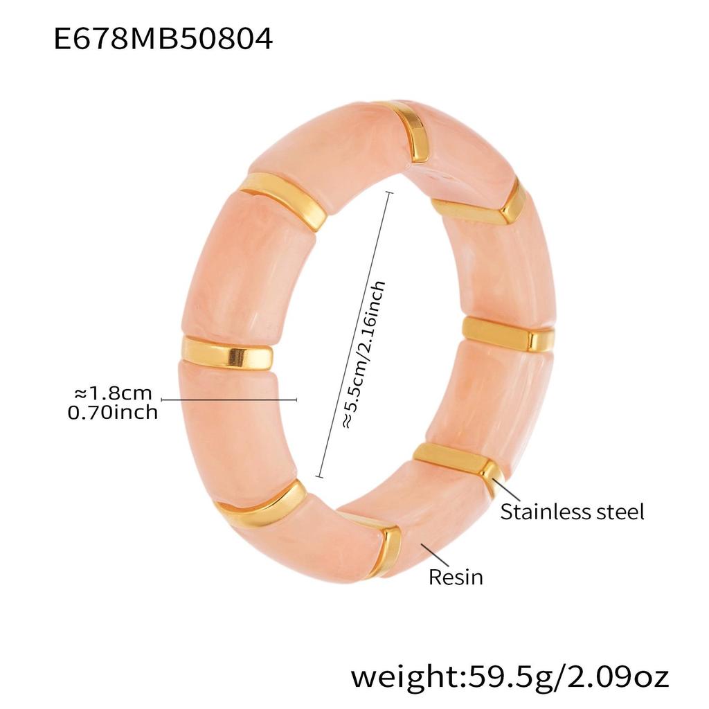 18K Gold-Plated Dopamine Resin Bracelet: European & American Light Luxury Fashion, Versatile Wide Band Elastic Design.
