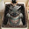 1PC Bohemian Art Animals Print FlAannel Blanket, High quality Comfortable for All Seasons, Home Decor, Warmth and Comfort
