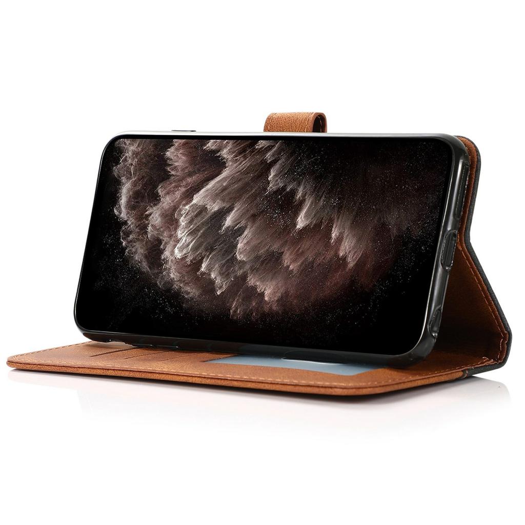 For iPhone 17 Case Color Splicing Wallet Stand Leather Phone Cover with Wrist Strap