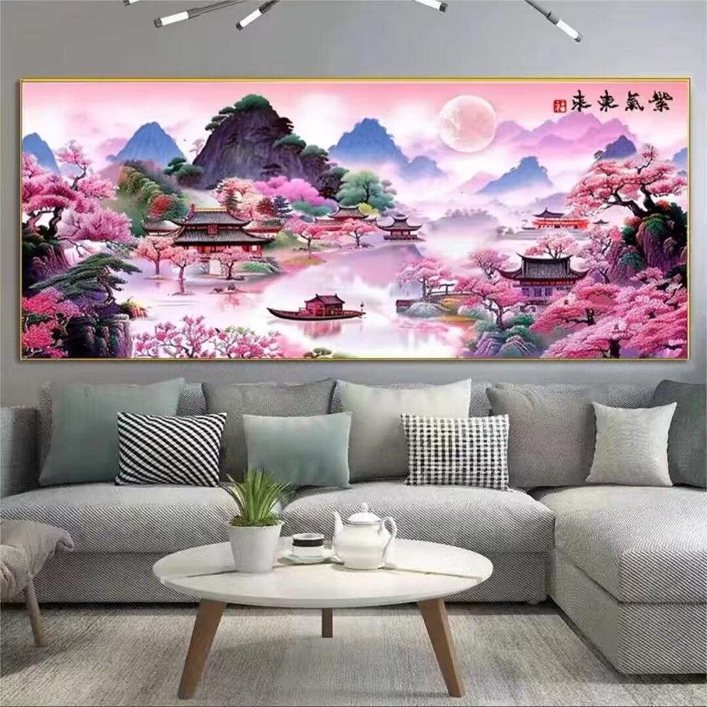 Purple Gas East To 5D Diamond Painting Full of Diamond Mosaic Art New Point Diamond Cross-stitch Living Room Landscape Crystal Diamond