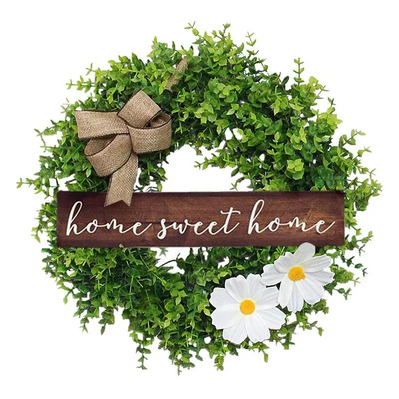 44cm Wreath Christmas Wall Decorations Small Fresh Nameplates Artificial Flowers Round Garland Door Hangers.