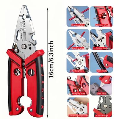 18 In 1 Electrician Pliers Multifunctional Wire Stripper Crimper Pliers Crimping Cutting Professional Electrician Tool