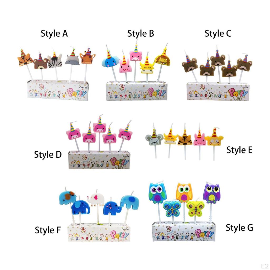 5x Multicolor Birthday Candle Set Cake Decorations for Parties Kids Style A