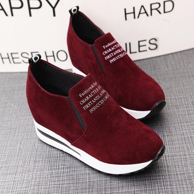 New inner height-increasing women's boots versatile casual women's shoes platform letter casual single shoes