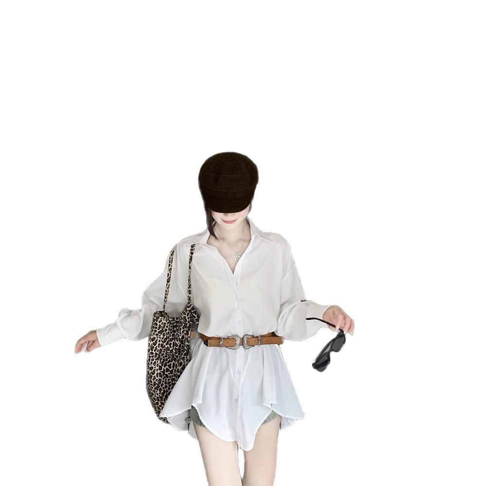 Spring Polo Collar Loose Long-sleeved Dress Women's New Irregular Sweet Cool Shirt Skirt Short Skirt Trendy