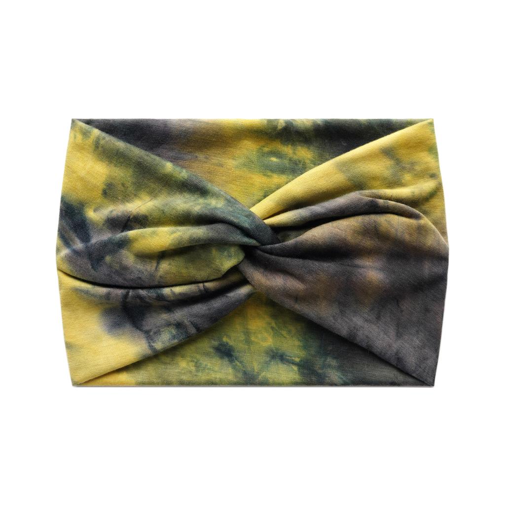 18Cm Print Cross Yoga Sports Headband Knotted Retro Cashew Wide Edge Tie Dye Headband Headscarf