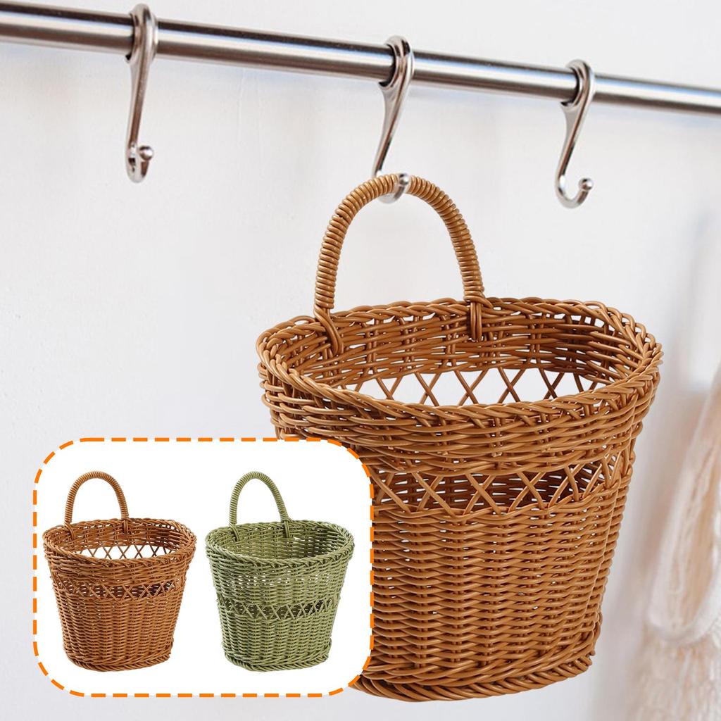 Woven Hanging Wall Basket Decoration Storage Organizer Fruit Vegetable Holder Wall Mounted Storage Basket for Bedroom Garden