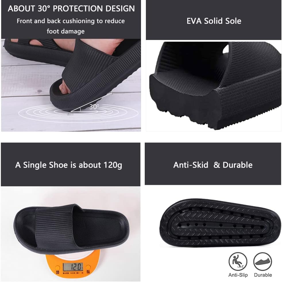 Cloud Sliders Women Men Cushiony Slippers with Thick Outsole, Anti-Slip Waterproof Pillow Sliders for Bathroom, Pool and Outdoor