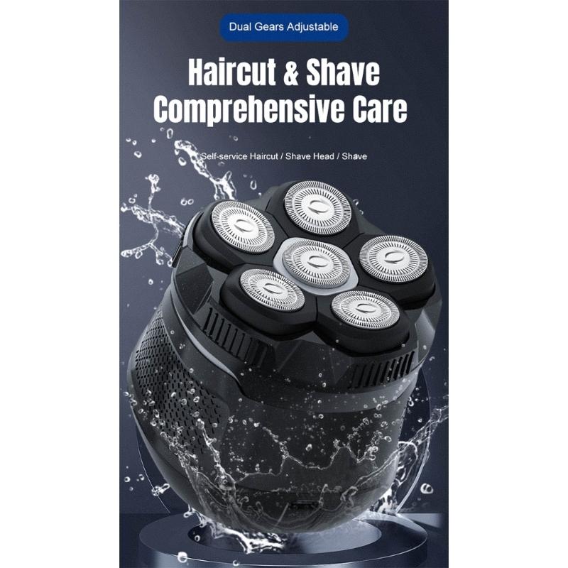 Efficient Men's Bald Head Electric Razors Digital Display Shaver Portable Beard Trimmer for Travel and Home Use