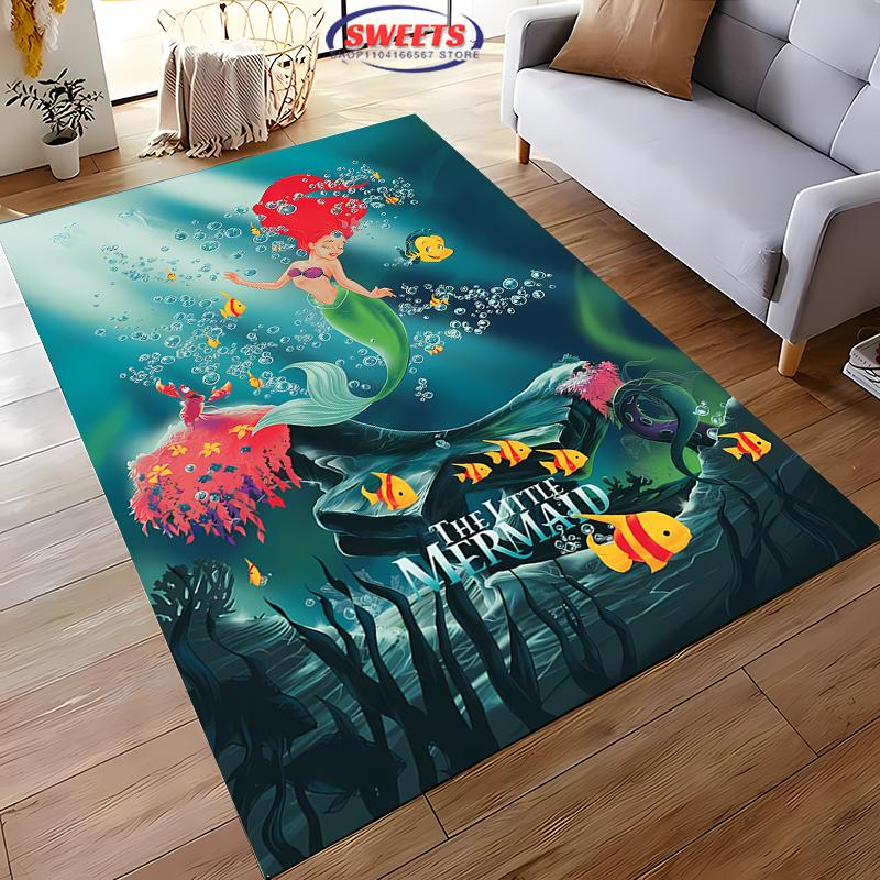 New Shelves! Little Mermaid Ariel Princess Carpet, Living Room Bedroom Office Area Kid's Room of Choice,Non-slip Mat Potdemiel