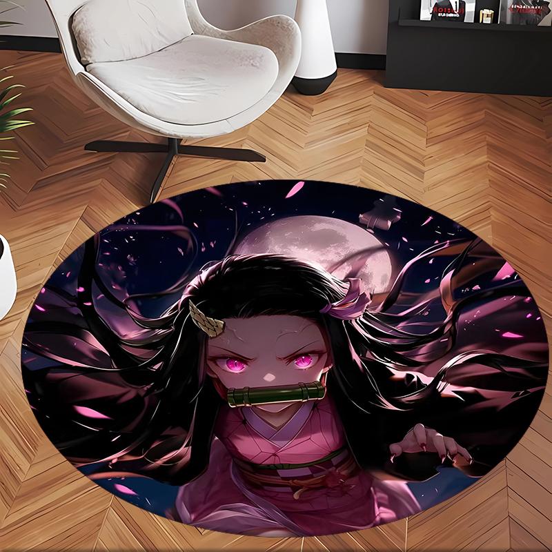 Nezuko (14) Round Office Rug Decorative Floor Rug for Office Bedroom Living Room and Home Space