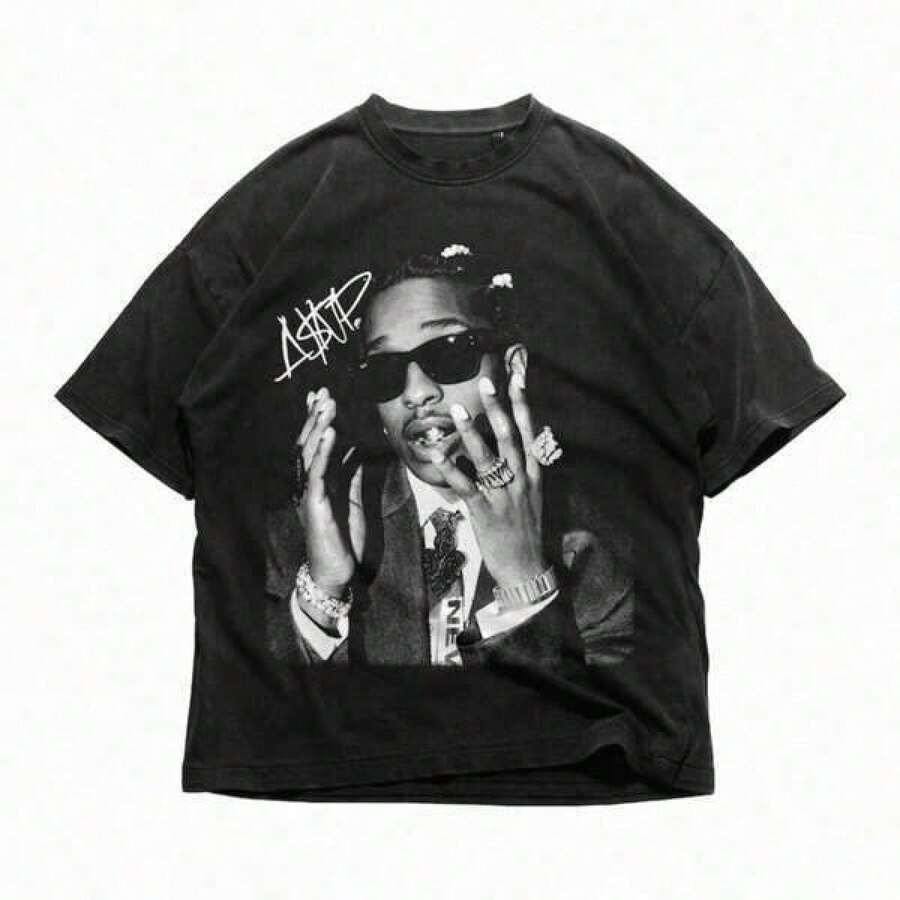 Graphic Round Neck Unisexs TShirt Cotton Unisexs TShirts ASAP Rocky TShirt Asap Graphic Tee Rocky S