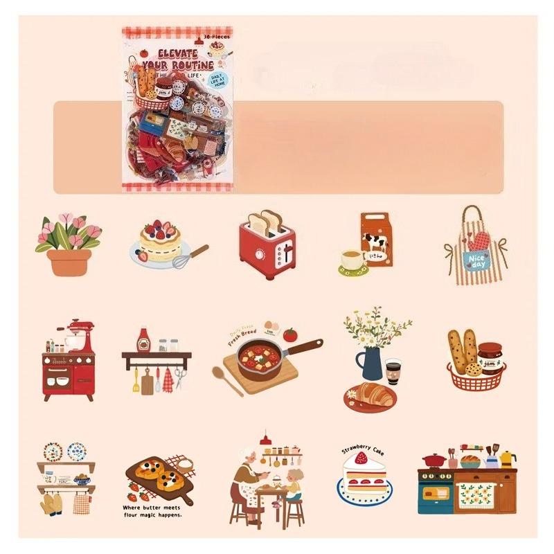 

30 Pcs Card Lover Light Up Daily Series Minimally Designed Wallet Sticker DIY Water Cup Sticker PET Material Scrapbook Kit