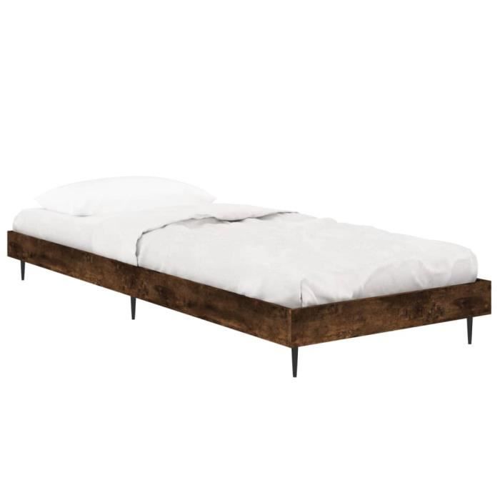 VidaXL Cadre de lit chêne fumé 75x190 cm bois d'ingénierie 832314