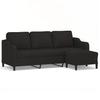 3 Seater Sofa with Footstool Black 180 cm Fabric