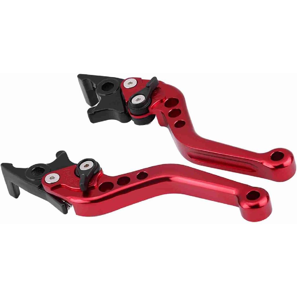 Acouto Dual Brake Lever 1 Pair CNC Aluminum Double Disc Brake Levers for Motorcycle Scooter Modification Below Red