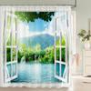 Bath Curtain 3D Printing Window Scenery Forest Shower Curtains 180*200Cm Waterproof Bathroom Curtain Washable Fabric With Hooks