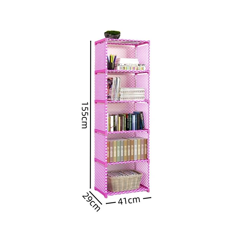 Multi-layer Portable Bookshelf with Fabric Cloth At Back Cube Closet Storage Organizer Bookcase for Studying and Home Use