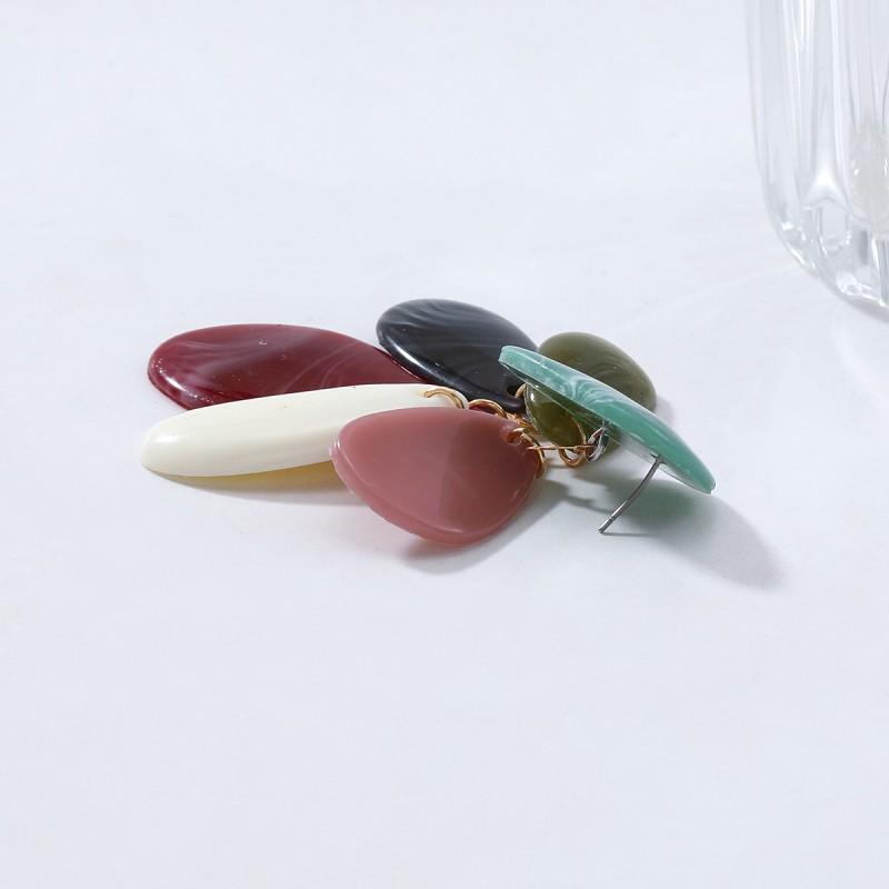 Handmade Geometric Resin Earrings Women Color Block Statement Jewelry 2025 Fashion OL Style