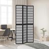 3 Piece Black Folding Screen Solid Paulownia Wood