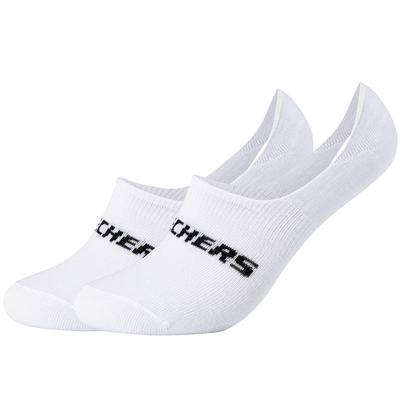 Skechers 2PPK Mesh Ventilation Footies Socks, Unisex White Socks