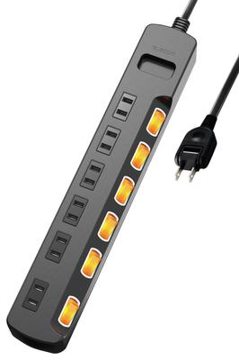 ELECOM Power 6 Lightning Individual Dust Shutter Heat PSE Technical Standards Black Tap, Ports, 3m, Guard, Switch, Included, Resistant, Compliant,