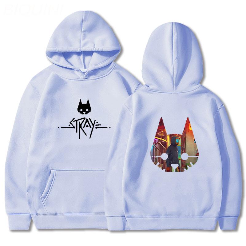 Stray Game Cat  Anime Hoodie Hot Game Printing Clothes Men Winter Fleece Pullover Tops Oversized Sweatshirts Vintage Unisex Wram