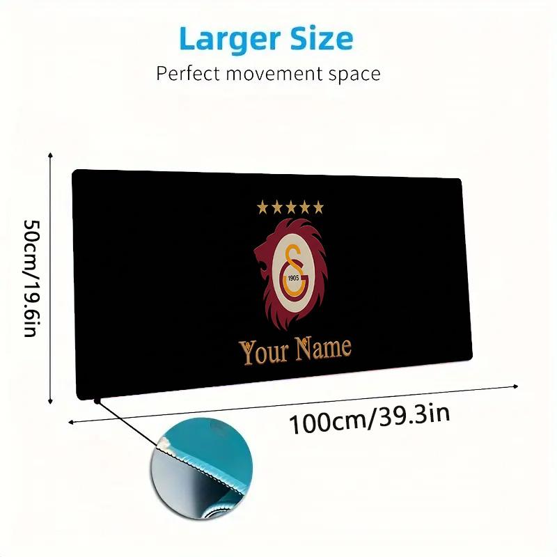 Galatasaray S Custom Name Large Size Mouse Pad Large Gaming Table Cushion Non-slip Laptop Tablet Big Mousepad XXL Mat Mini PC Playmat With Lock Edge