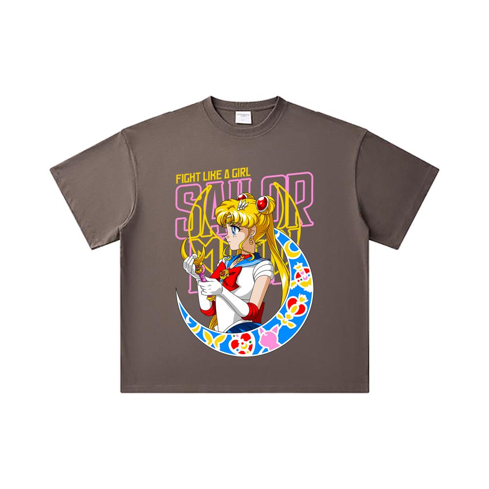 260 GSM Double Yarn 32 Count 100% Cotton Sailor Moon V8 Minako Print Unisex Heavy Cotton T Shirt