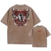 Men Streetwear Washed Acid Oversized T Shirt Japanese Anime Retro Worn Graphic Print T-Shirt Cotton Short Sleeve Tees