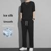 Men's Summer Quick-Dry Ice Silk Two-Piece Set: Loose Fit Short-Sleeve T-Shirt & Shorts