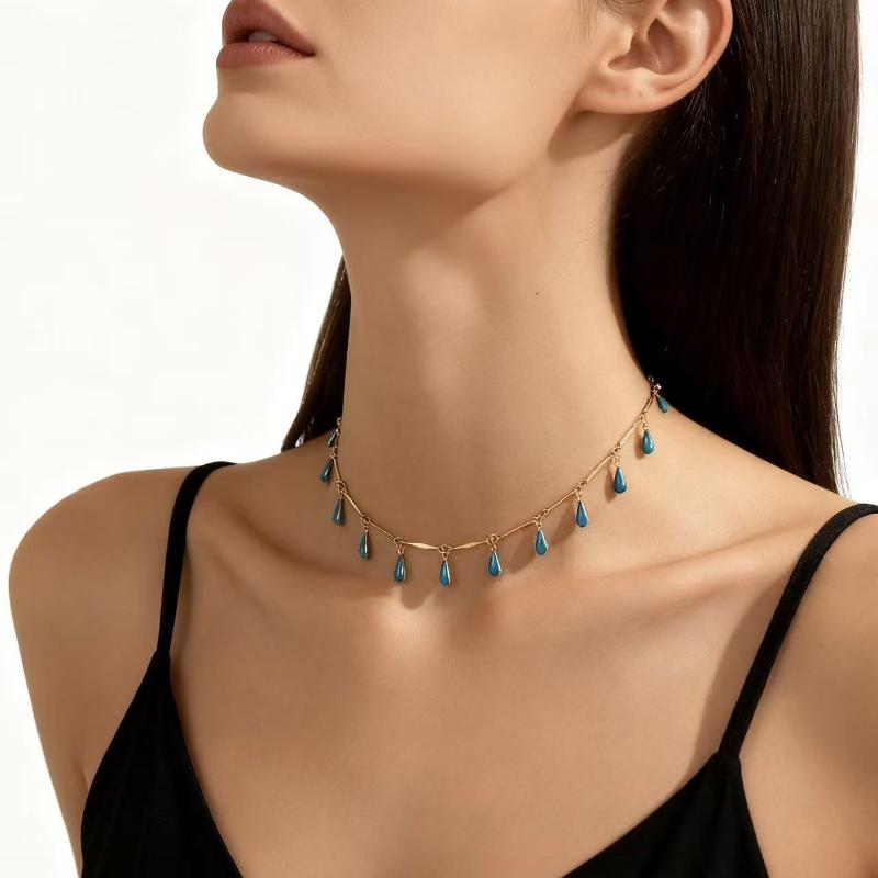 Böhmischer Stil Bunter Emaille-Anhänger Gold Edelstahl Halskette Eine Charmante Sommer Strand Halskette Für Frauen