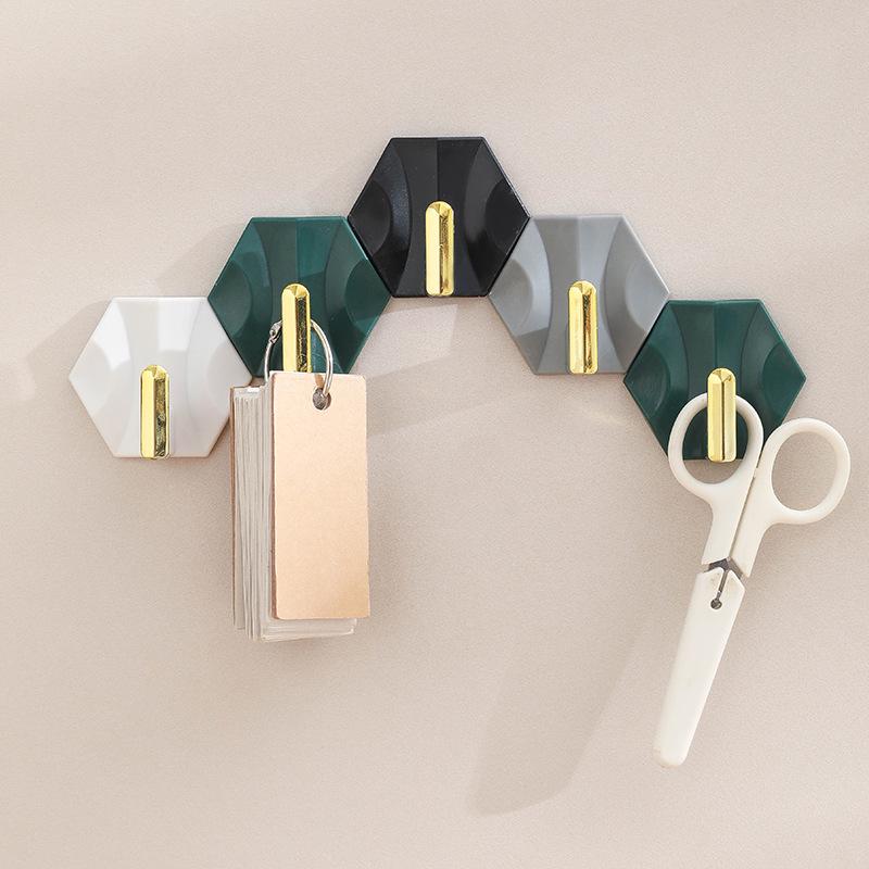Geometric Punch-Free Sticky Hooks for Kitchen & Home - Key, Bag, Door Traceless Light Luxury Design