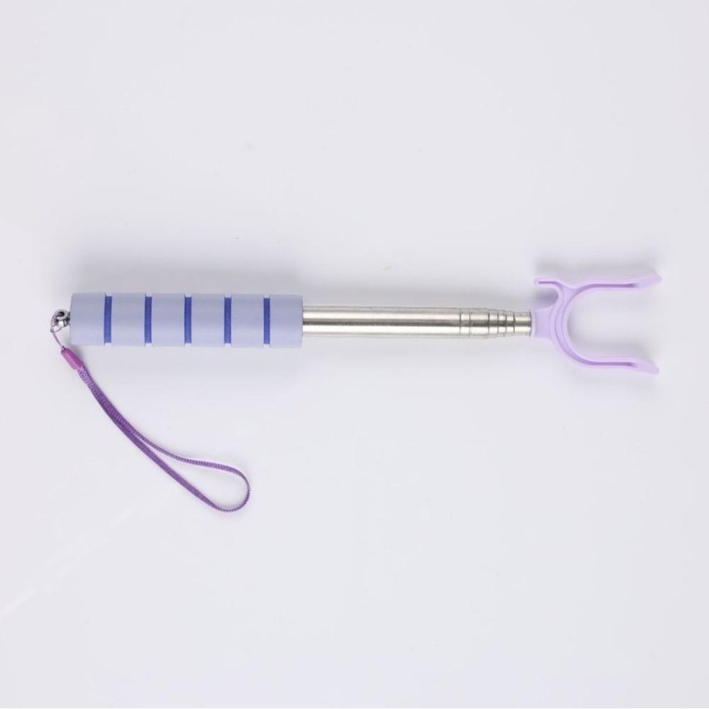 with Anti-Slip Handle Retractable Clothes Fork Stainless Steel Laundry Reach Stick Outdoor фиолетовый